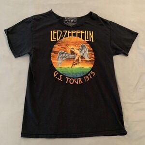 Led Zeppelin Shirt Mens Medium Black U.S. Tour 1975 Vintage Style Band Tee Music